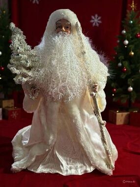 Santa dressed in White Carrying a tree-home decor